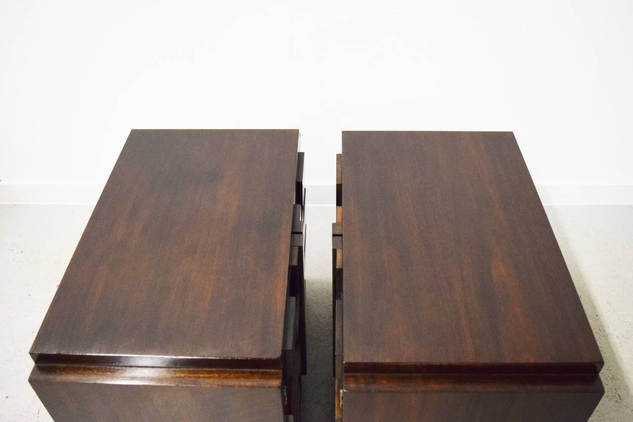 Pair of Brutalist Lane Night Stands In Excellent Condition In Middlesex, NJ