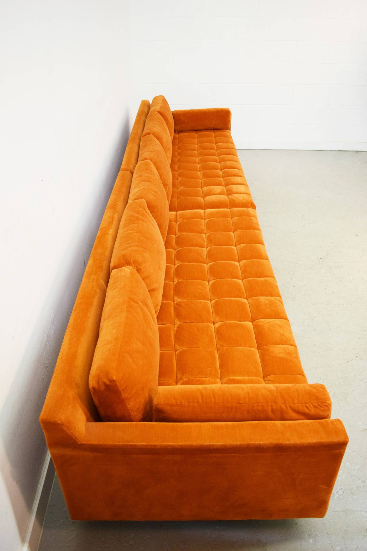 (Two-Piece) long tufted Harvey Probber sofa. Sofa can also be displayed as an 