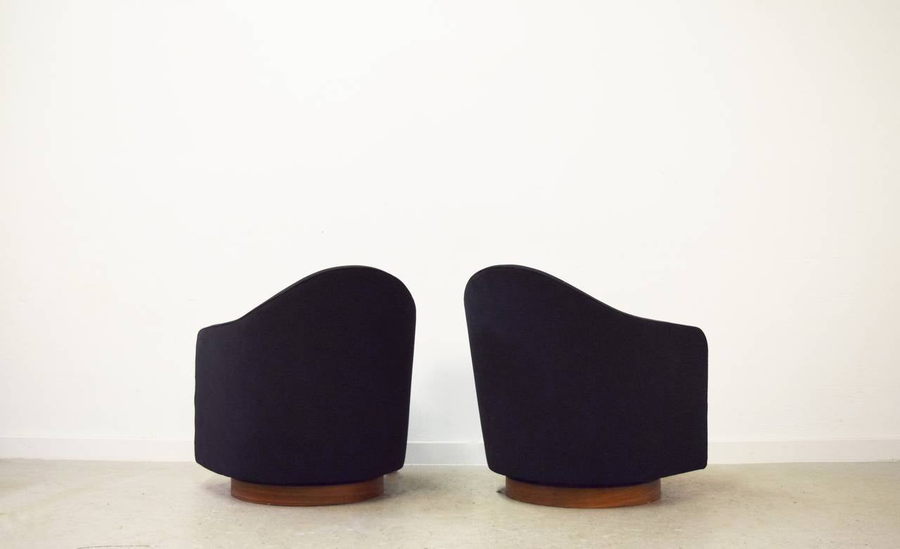 Milo Baughman Swivel Chairs.  Pair of chairs rock and swivel.