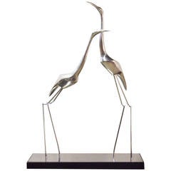 Large Curtis Jere Heron Metal Sculpture