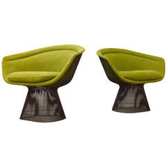Pair of Warren Platner Lounge Chairs, Bronze Frame