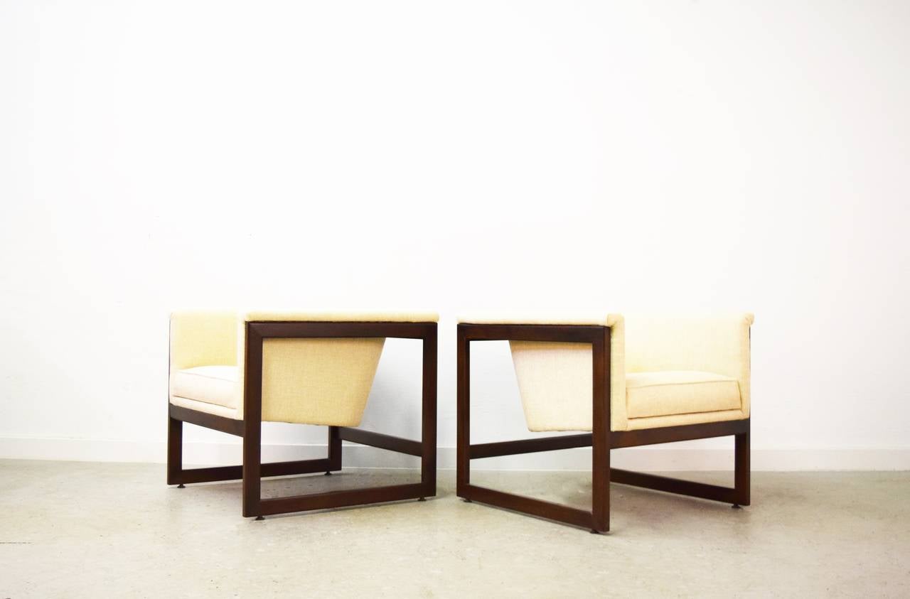Pair of Milo Baughman Cube Lounge Chairs