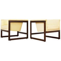 Pair of Milo Baughman Cube Lounge Chairs