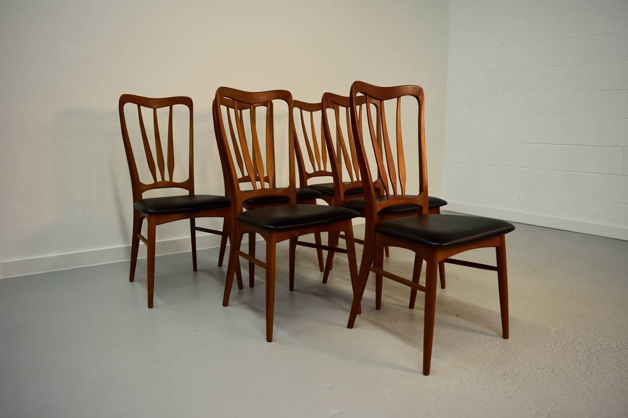 Scandinavian Modern Set of Six Koefoeds Hornslet Teak Dining Chairs