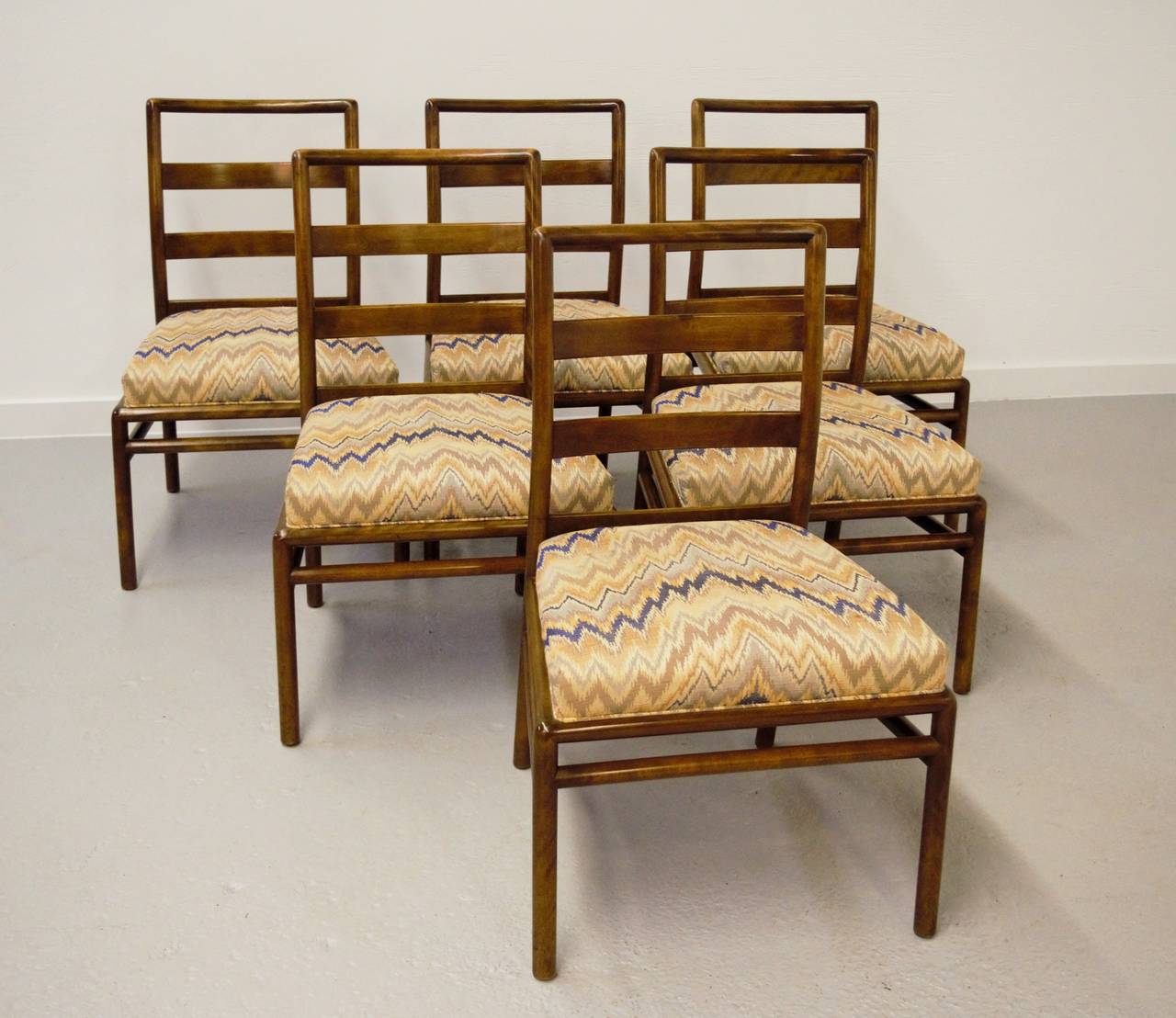 Six ladder back dining chairs by T.H. Robsjohn-Gibbings for Widdicomb.