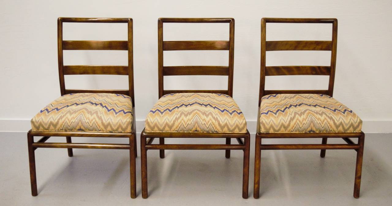 Set of Six T.H. Robsjohn-Gibbings Ladder Back Dining Chairs for Widdicomb In Good Condition In Middlesex, NJ