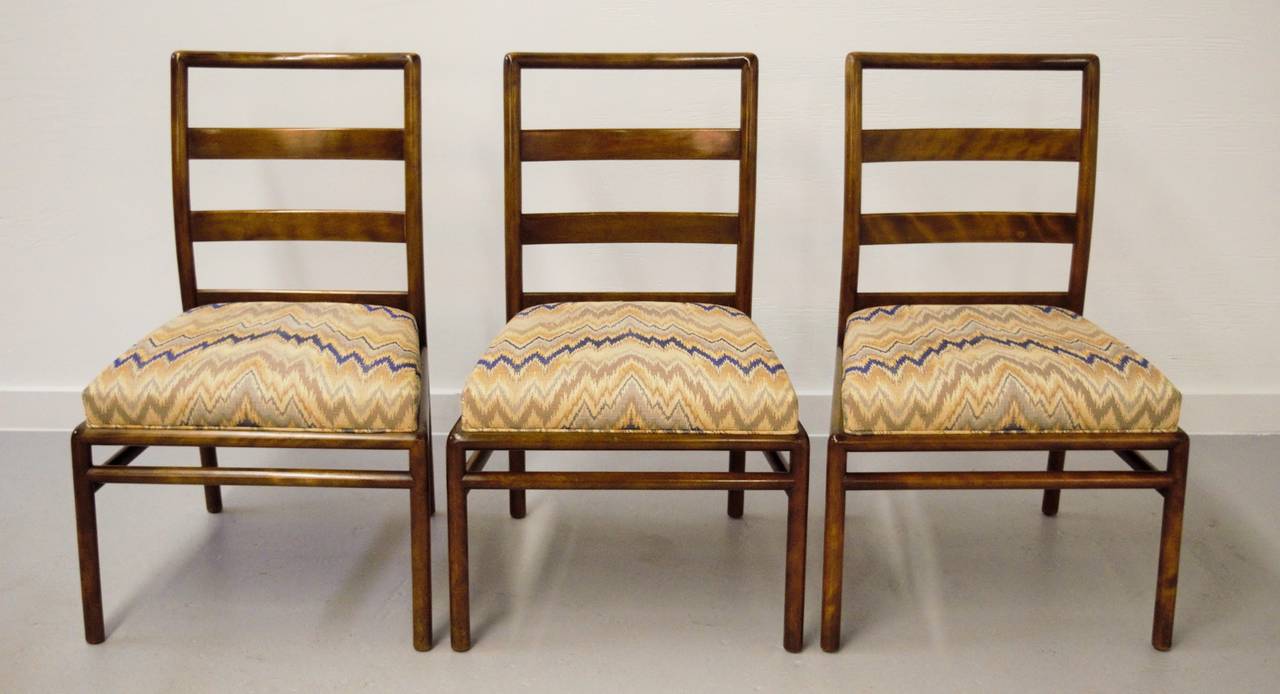 American Set of Six T.H. Robsjohn-Gibbings Ladder Back Dining Chairs for Widdicomb