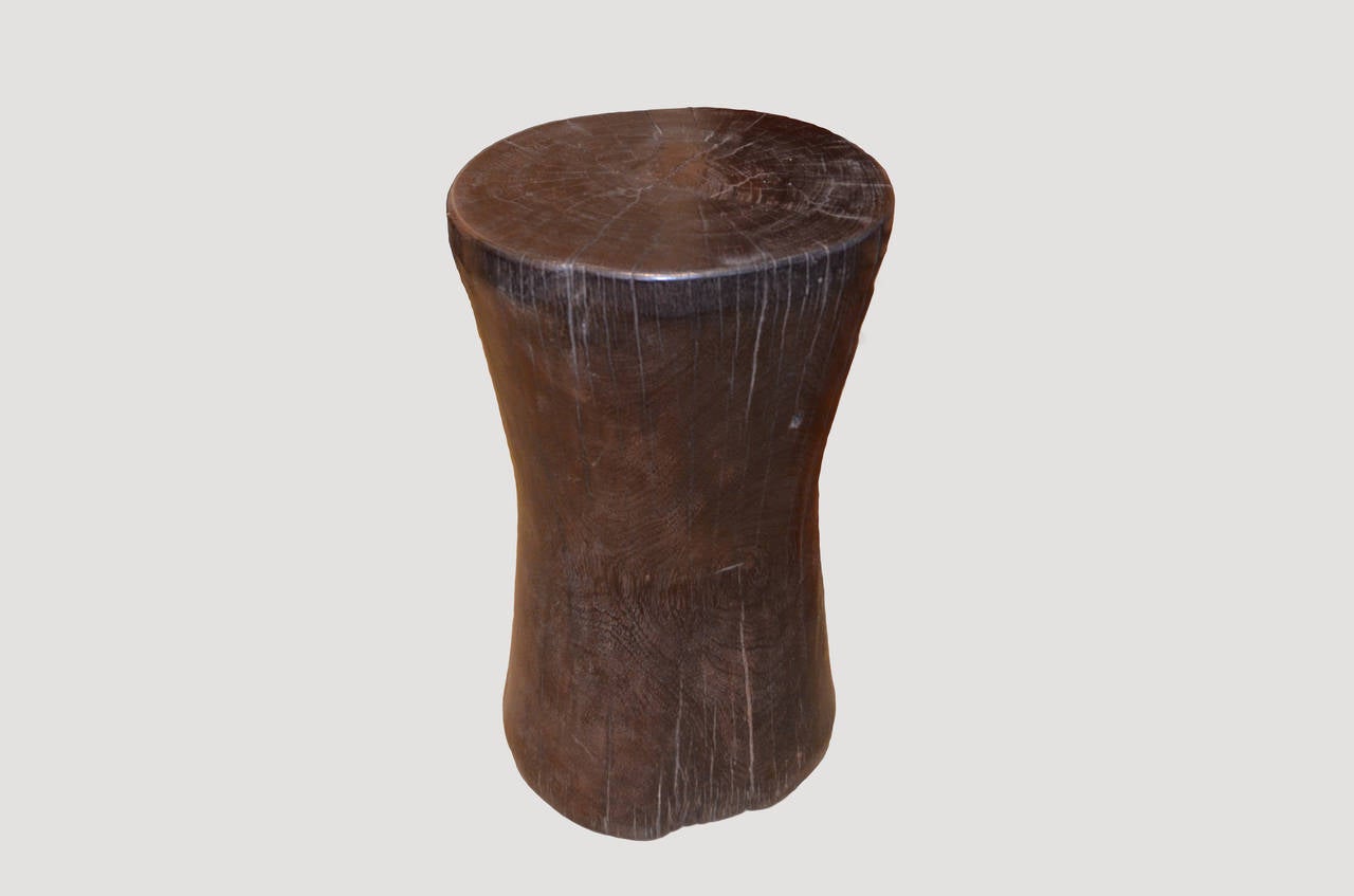 Antique solid mahoni wood side table or stool. Beautiful patina. We have a collection of six available.

Andrianna Shamaris. The Leader In Modern Organic Design™