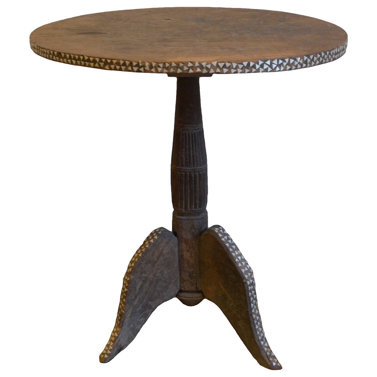Colonial Teak Wood Side Table with Shell Inlay at 1stdibs