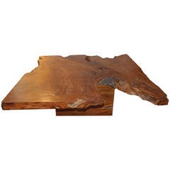 Single Slab-Top Organic Teak Wood Coffee Table 6