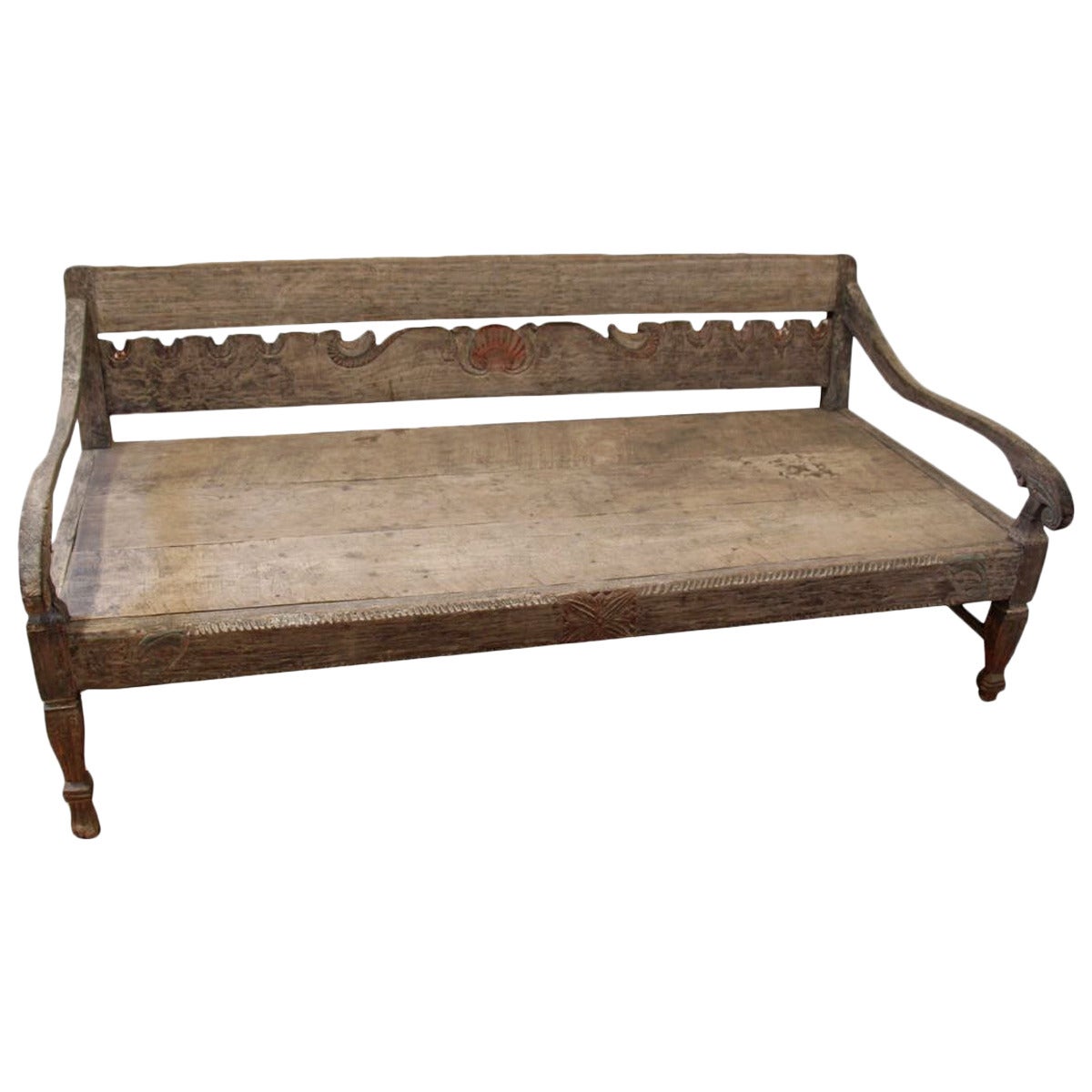 Hand-Carved Teak Wood Colonial Daybed