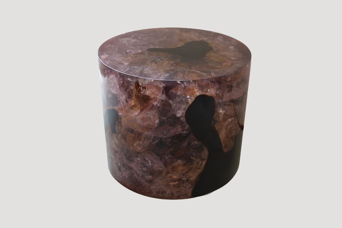 This cracked resin cocktail table is made from teak infused with resin. A dramatic piece due to the depth of the resin, which resembles a unique quartz crystal with many different facets. An impressive addition to any space.

The Cracked Resin