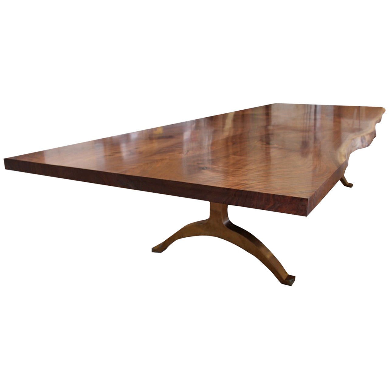 Andrianna Shamaris Walnut Dining Table with Bronze Legs For Sale