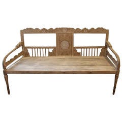 Antique Andrianna Shamaris Hand-Carved Teak Wood Colonial Daybed