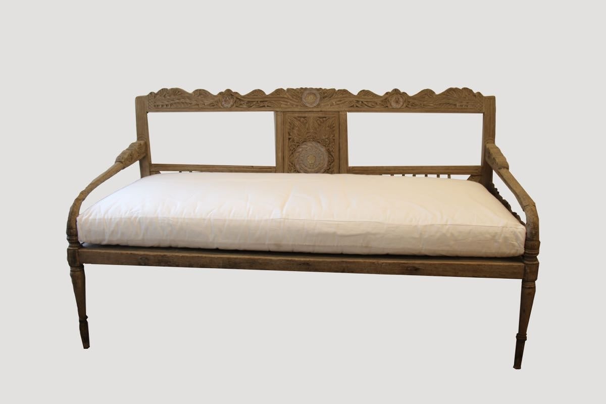 Andrianna Shamaris HandCarved Teak Wood Colonial Daybed at 1stDibs