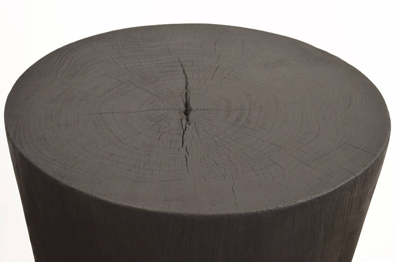 Organic Modern Andrianna Shamaris Triple Burnt Teak Wood Side Table