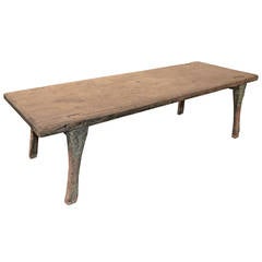 Antique Bench or Coffee Table Made from a Single Teak Slab