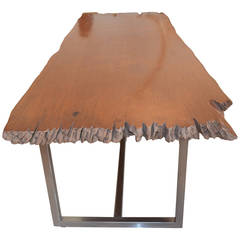 Live Edge Teak Wood Single Slab Dining Table 2