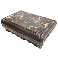 Storage Box with Decorated Lid and Finely Woven Cane