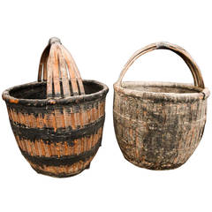 Large Old Bamboo Woven Baskets