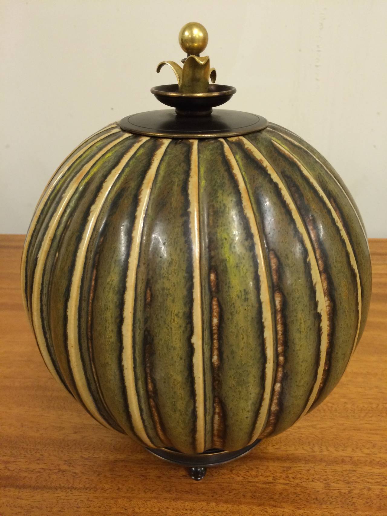 Mid-17th Century Arno Malinowski for Royal Copenhagen Stoneware Lidded Jar
