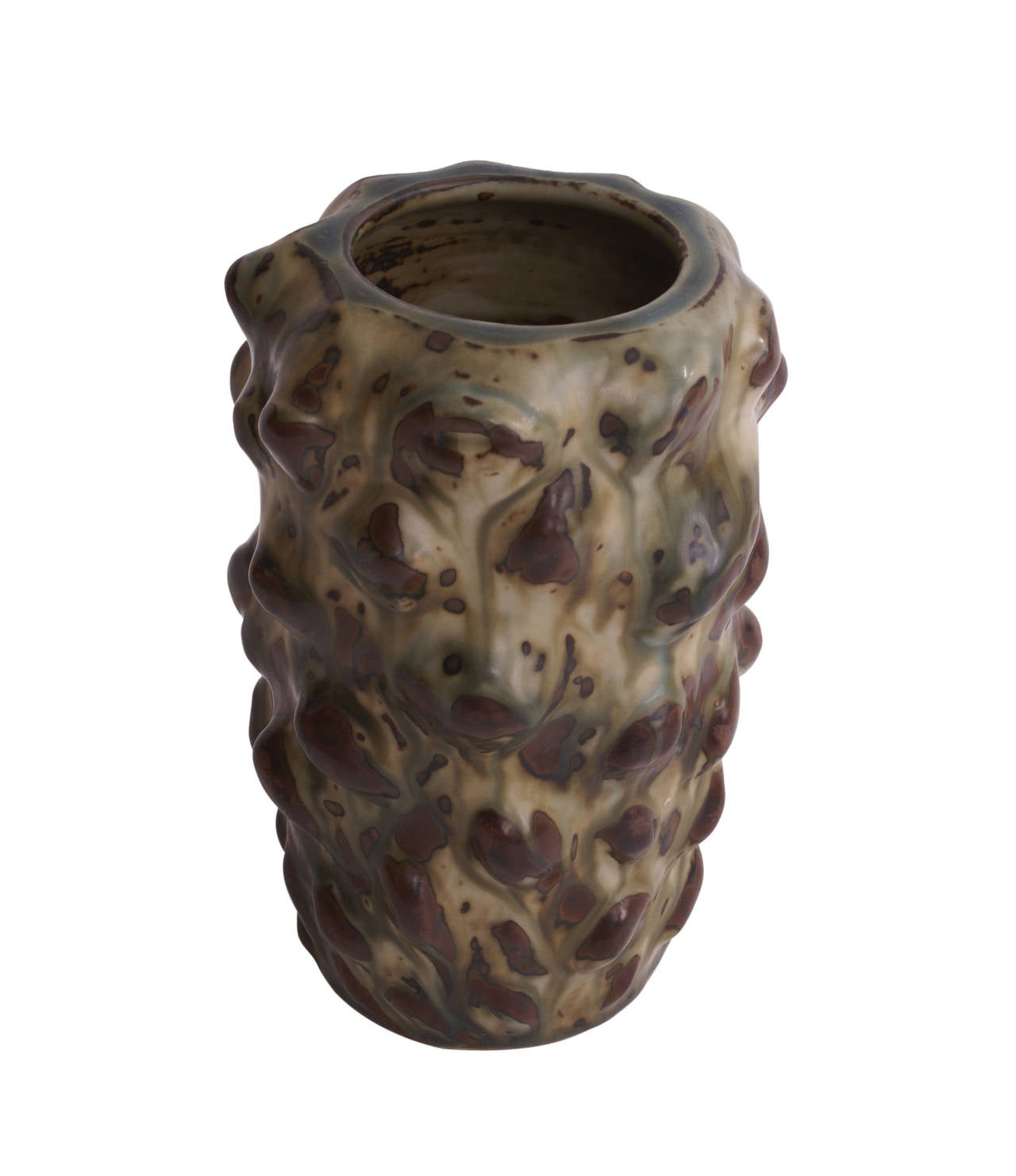Axel Salto vase in budded style with sung glaze. Made by Royal Copenhagen. Marked 