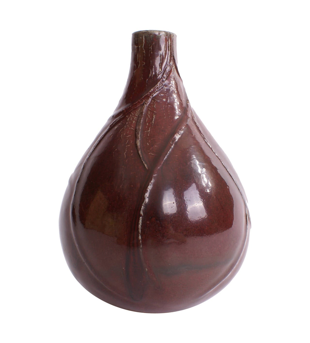 Axel Salto stoneware vase in oxblood glaze for Royal Copenhagen, Denmark. Singed in the bottom 