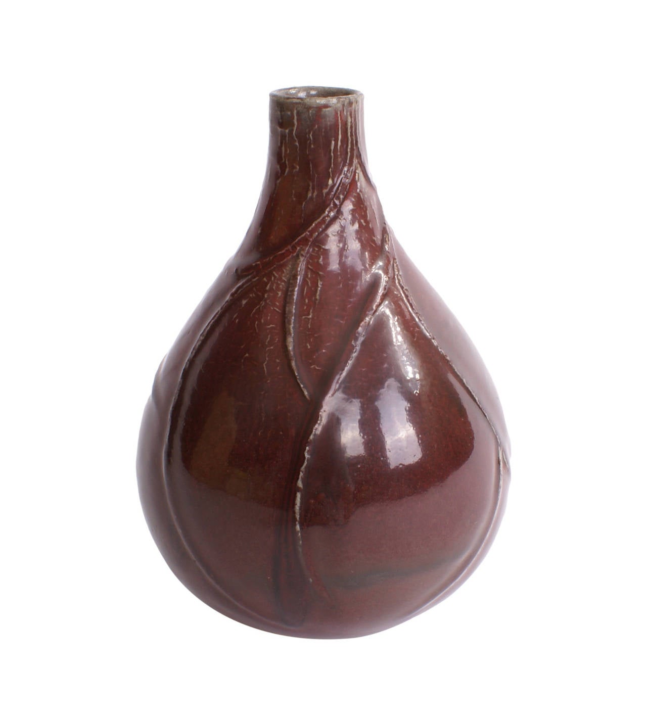 Scandinavian Modern Axel Salto Stoneware Vase in Oxblood Glaze for Royal Copenhagen For Sale