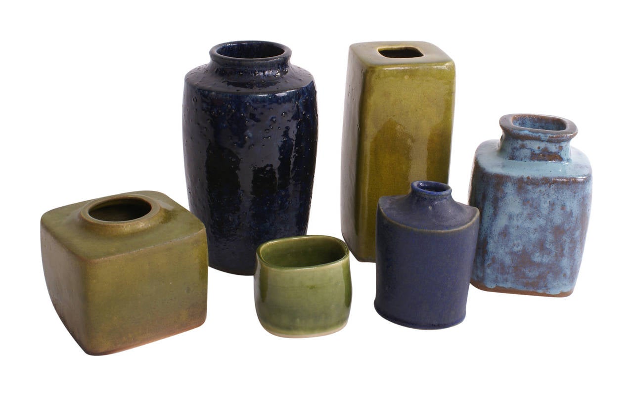 Scandinavian Modern Christian Poulsen Collection of Six Unique Studio Vases