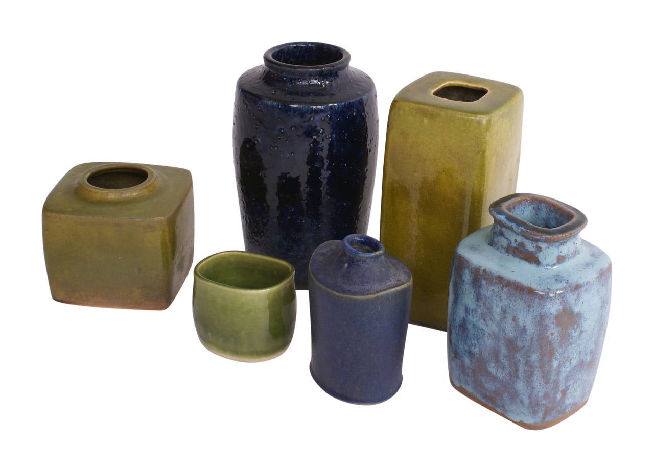 Danish Christian Poulsen Collection of Six Unique Studio Vases