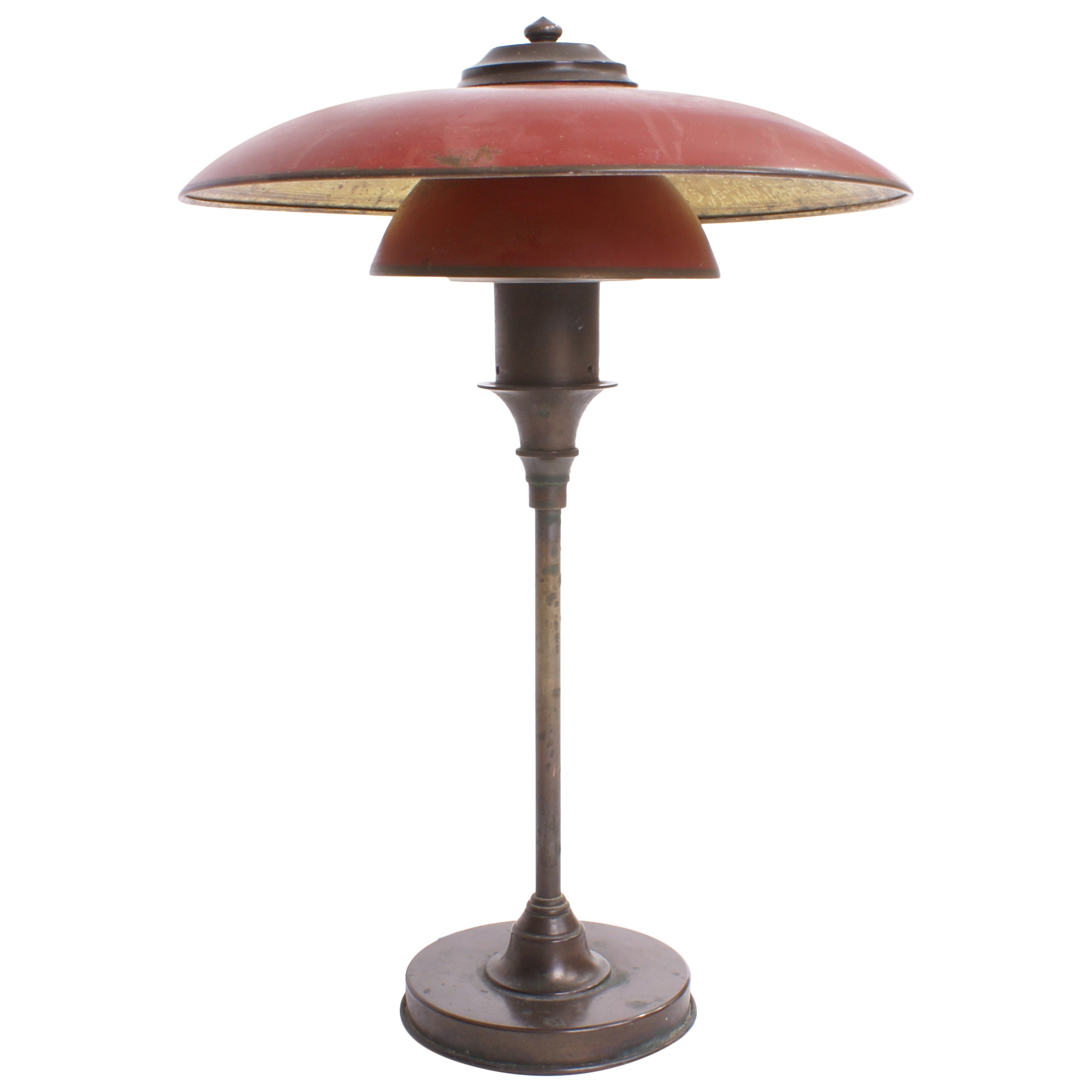 Lyfa 1920s Desk Lamp with Red Bronze Shades