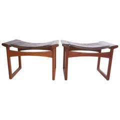 Ejner Larsen 
Aksel Bender Madsen Pair of Teak Stools for Ludvig Pontoppidan