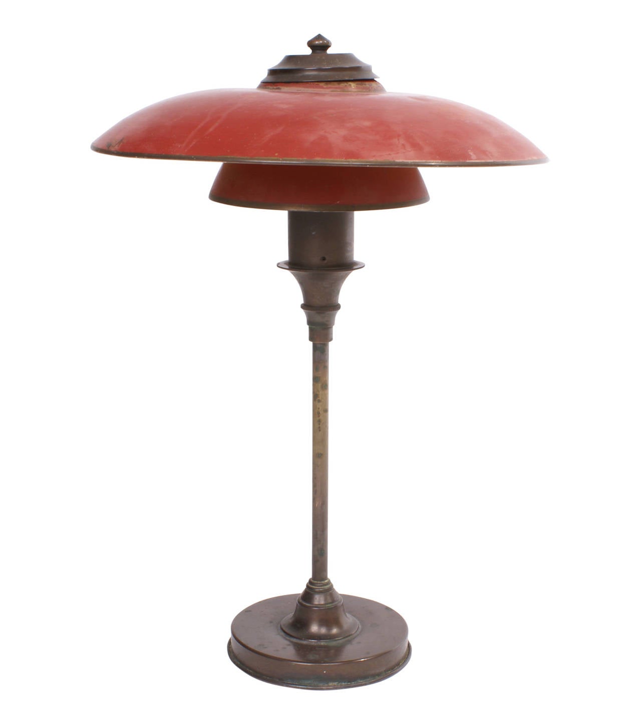 Lyfa 1920s Desk Lamp with Red Bronze Shades 1