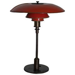 Antique Poul Henningsen Desk Lamp with Red Copper Shades
