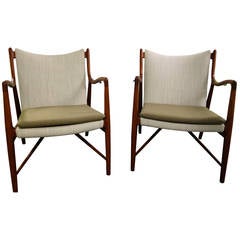 Pair of Finn Juhl NV45 Chairs by Niels Vodder