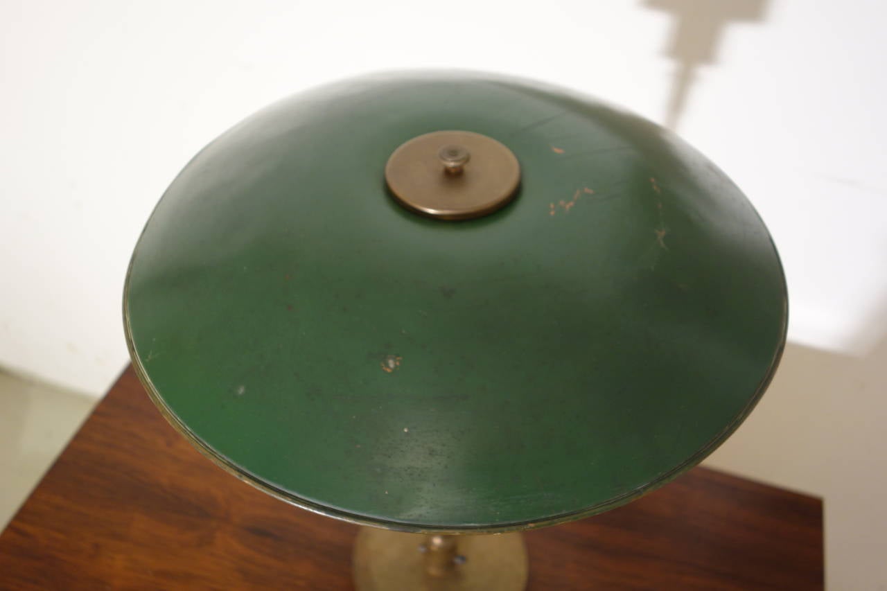 Danish Poul Henningsen PH 4/3 Desk Lamp with Green Copper Shades