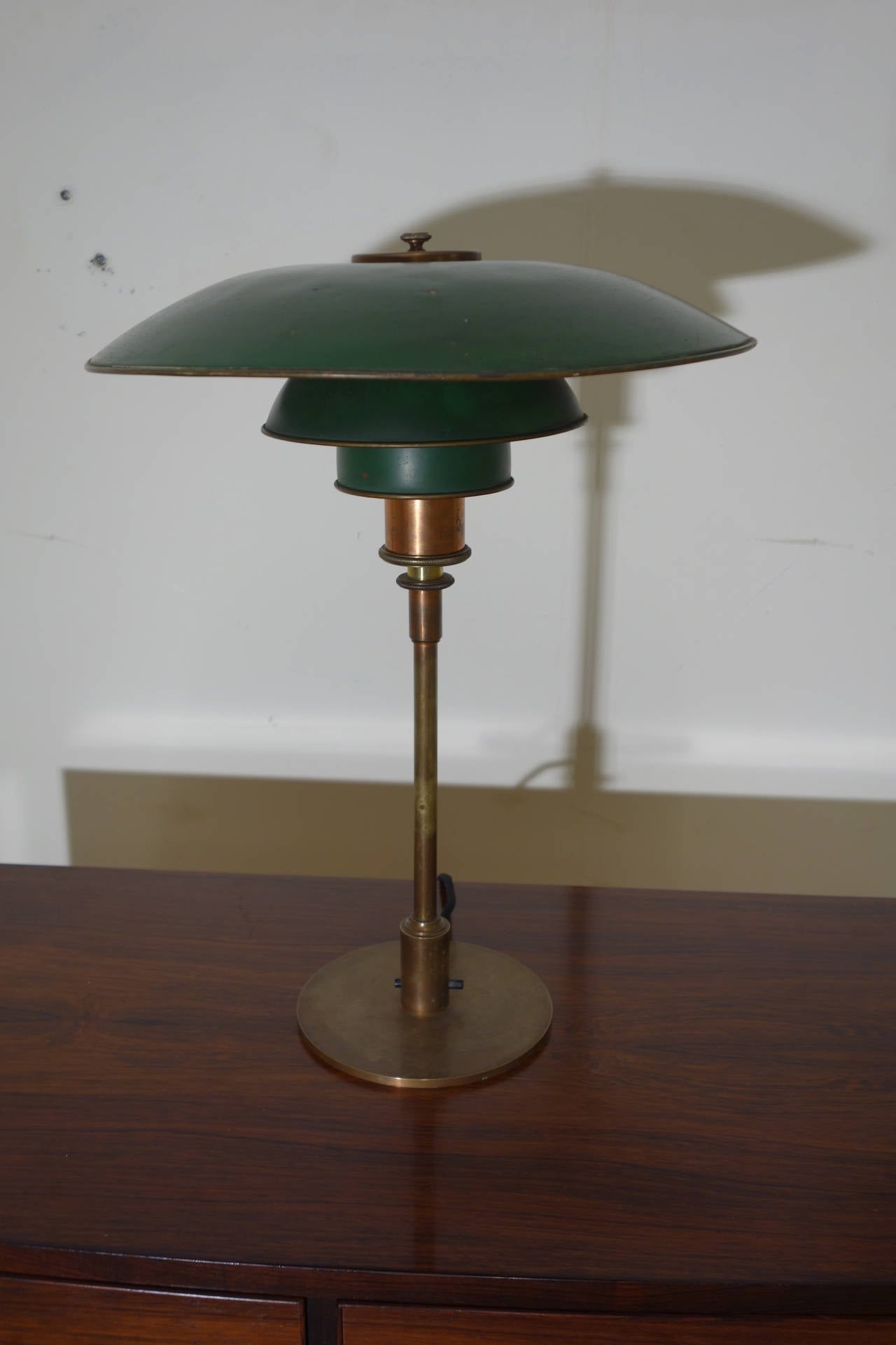 20th Century Poul Henningsen PH 4/3 Desk Lamp with Green Copper Shades