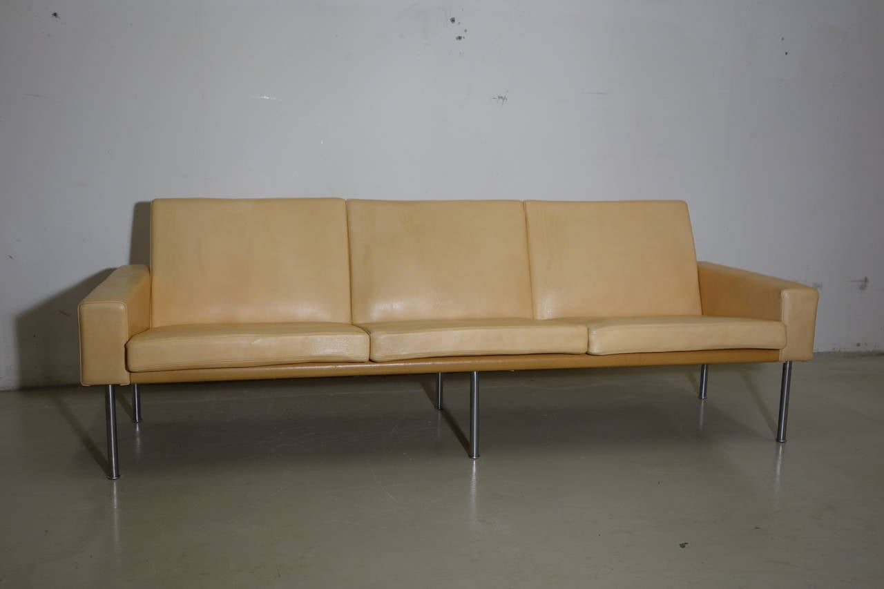 Hans Wegner Three-Seater Sofa in Natural Leather