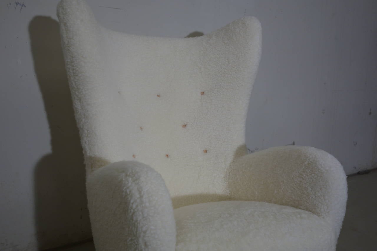 Mogens Lassen Pair of Easy Chairs in Sheepskin 2