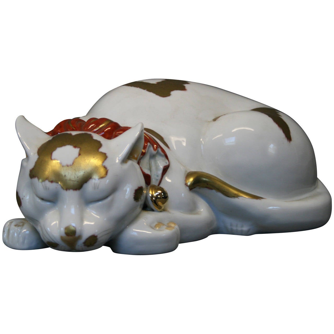 A Japanese Kutani sleeping cat at 1stDibs