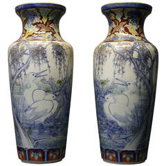 Antique A pair of large Japanese Koransha vases