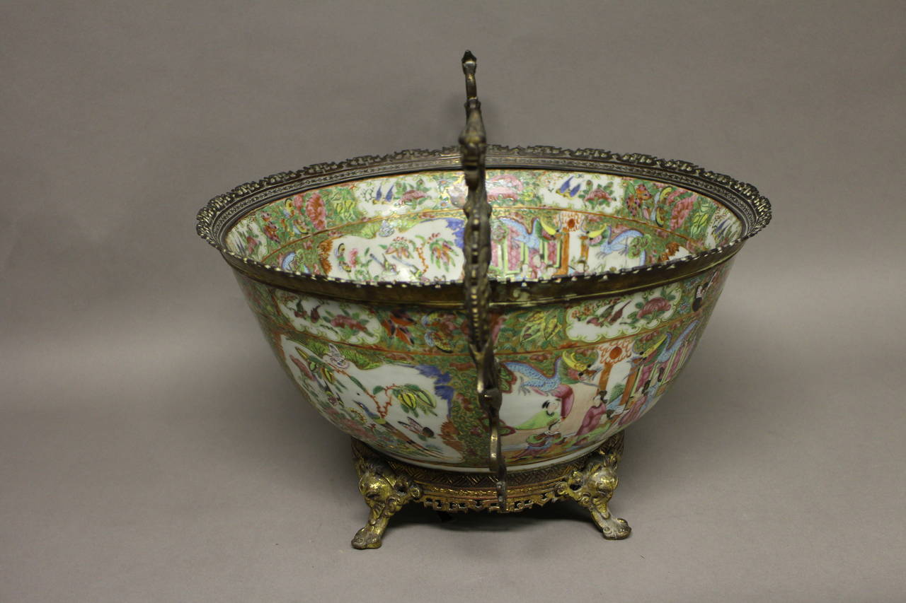 19th Century Chinese Cantonese Bowl In French Bronze Mounts