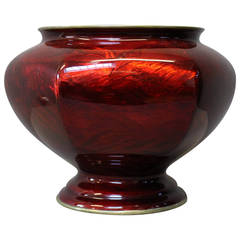 Japanese Chased Metal Red Enamelled Vase
