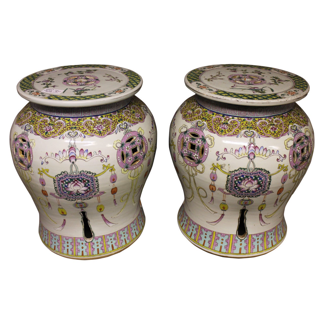 Pair of Chinese Famille Rose Garden Seats For Sale