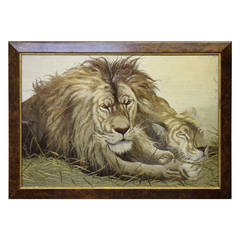 Japanese Silk Embroidery of Two Lions