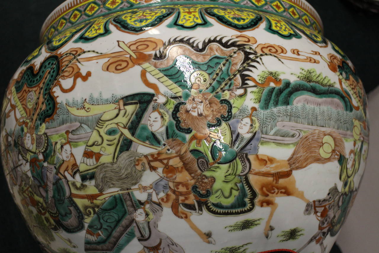 Large Chinese Famille Verte Fish Bowl Jardinière For Sale 5