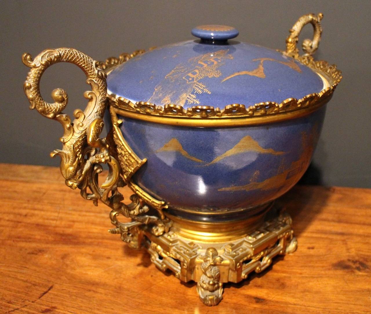 Chinese Powder Blue Tureen in Ormolu Mount In Excellent Condition In London, GB