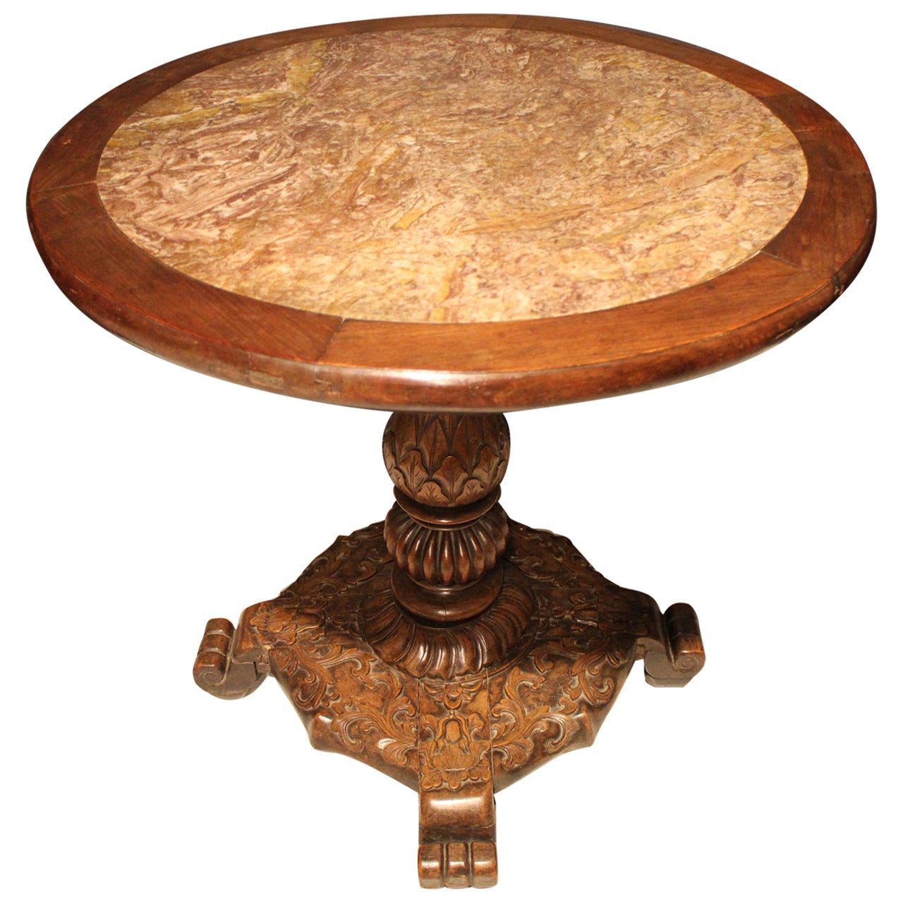 Medium Size Chinese Marble-Top Round Table For Sale