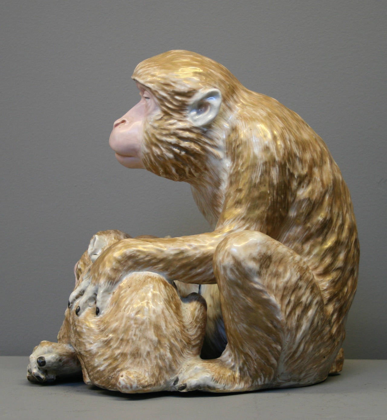 Porcelain A large Japanese Kutani Monkey and infant