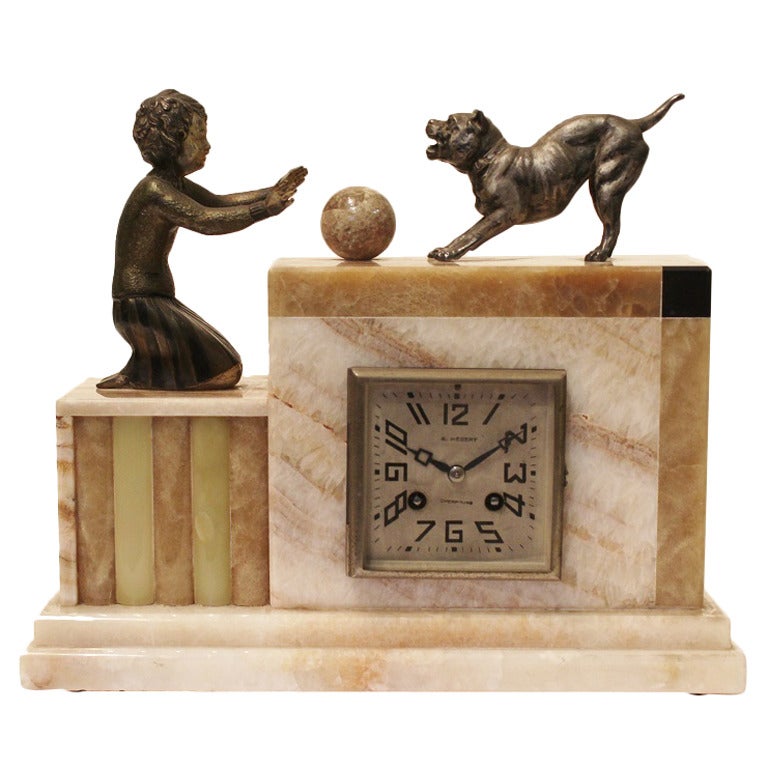 Art Deco Mantel Clock by A.Hebert, Cherbourg, France. Circa 1930. For Sale